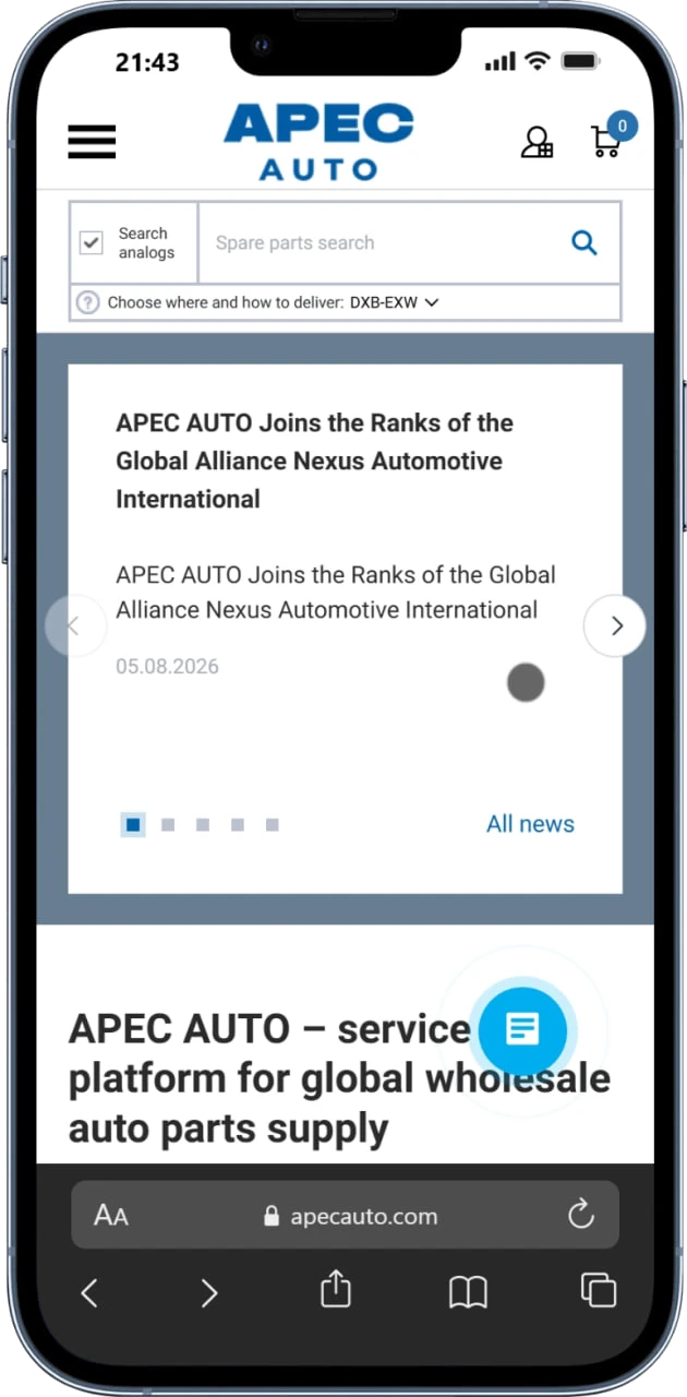APEC AUTO sayti telefonda